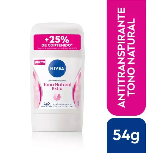 Desodorante Nivea Barra Tono Natural Extra Femenino 54g