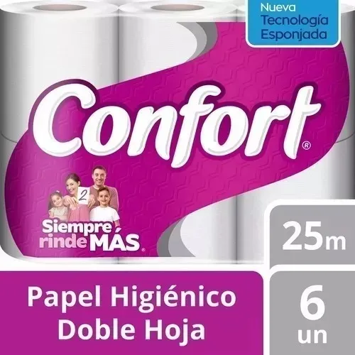Papel Higiénico Confort DH 6 Rollos Tecnología Esponjada 25mts